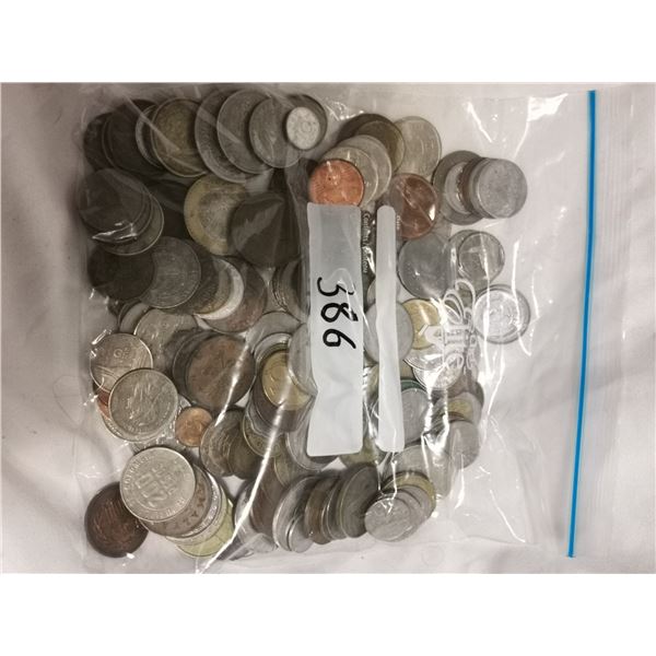 150 Foreign Coins in Bag