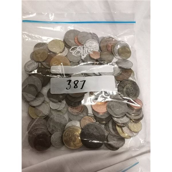 150 Foreign Coins in Bag
