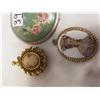 Image 3 : Old Compact and 3 Cameo Pendant/ Brooch