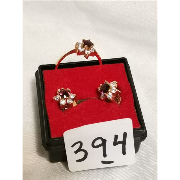 Ring and Earrings Matching Set, Ring Stamped 14K