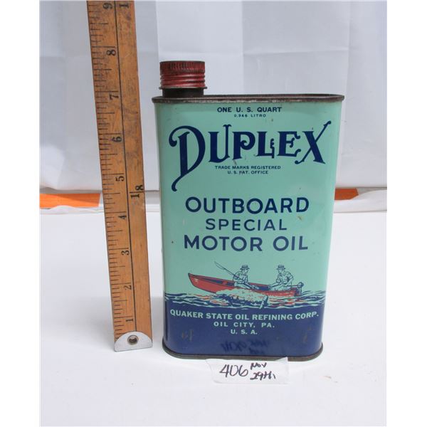 Quaker Stake (Duplex) 1quart outboard oil tin