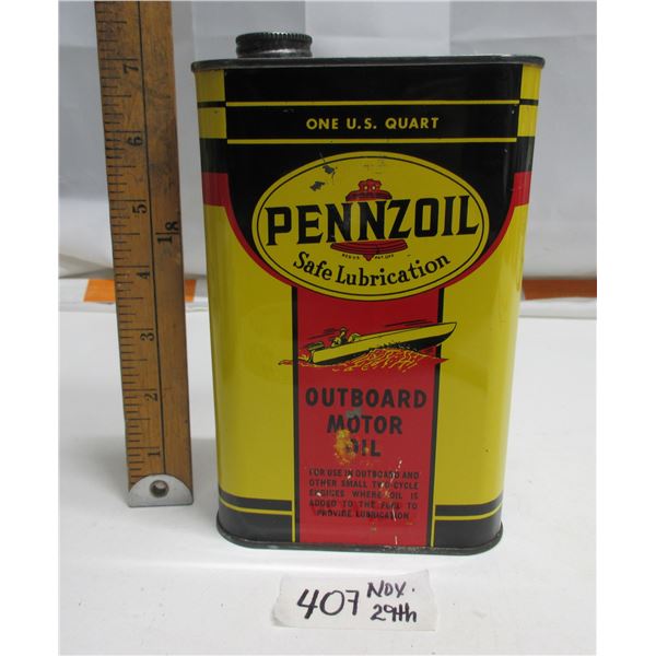 Pennzoil 1quart outboard oil tin