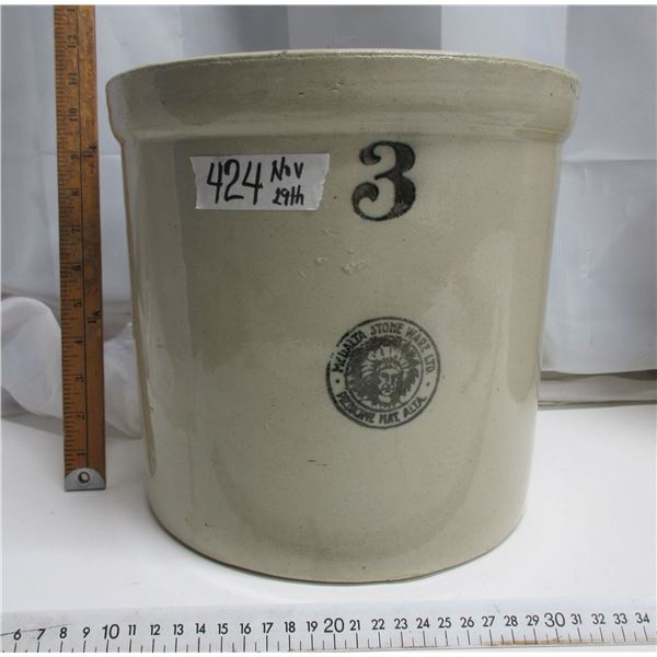 3 gal. Medelta Crock ( Indian Chief Mark)