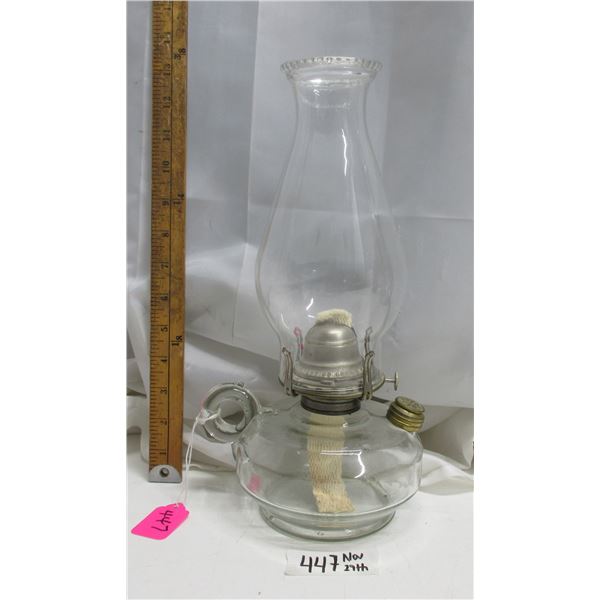 #2 fingerhold glass coal oil lamp with Chimney