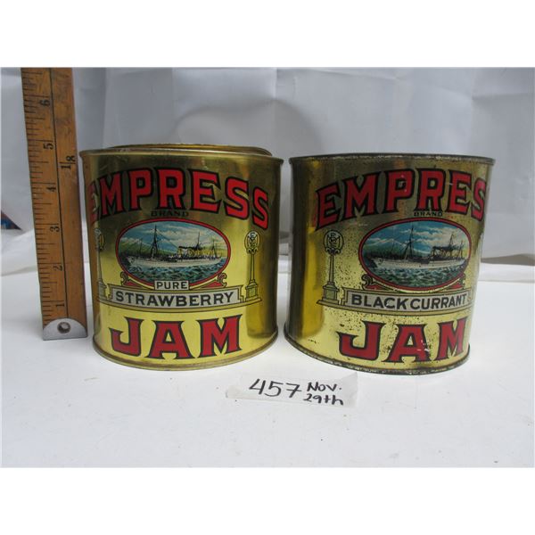 2 different Empress (ship) jam tins