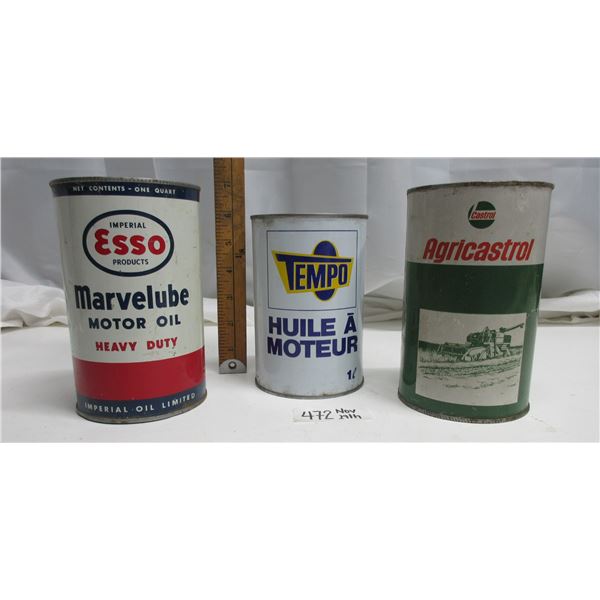 3 different oil tins (1full)