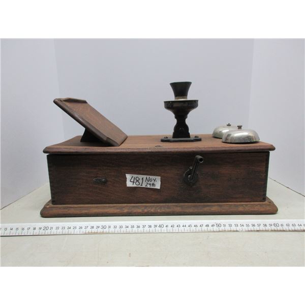 Long box oak wall phone