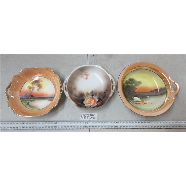 3 different Noritake handpainted bowls