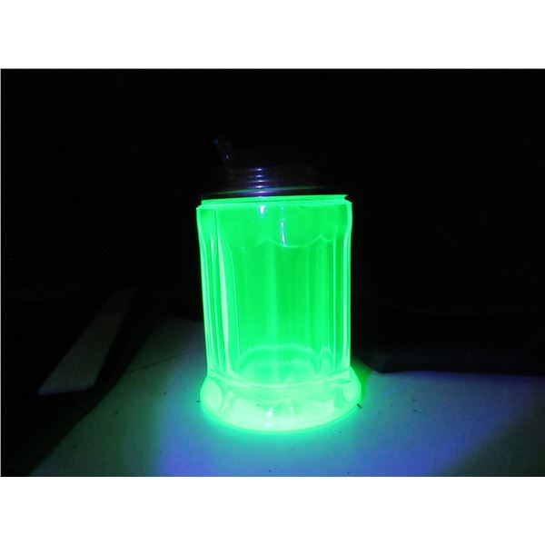 Green Depression Uranium Glass sugar shaker