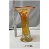 Beaded Bulkseye Marigold Carnival Glass Vase