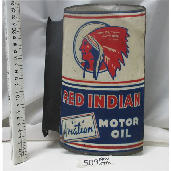 Small metal Red Indian Motor Oil Flange sign