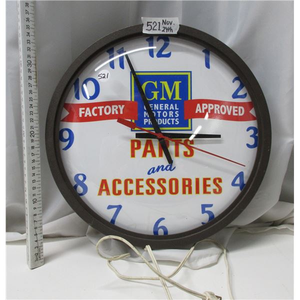 14" round GM Parts Advertising Electric clock(working)