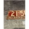Image 2 : 1934 Saskatchewan License Plate