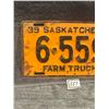 Image 2 : 1939 large Saskatchewan License Plate - farm truck