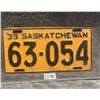 1939 Saskatchewan License Plate