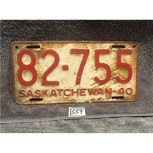 1940 Saskatchewan License Plate