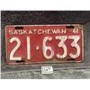1941 Saskatchewan License Plate