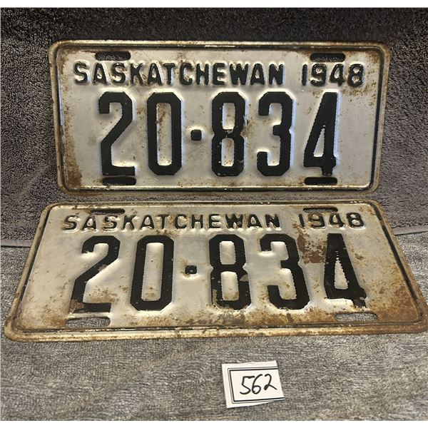 1948 pair of Saskatchewan License Plates