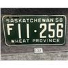1956 Saskatchewan License Plate - farm