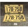 1957 pair of Saskatchewan License Plates