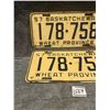 Image 2 : 1957 pair of Saskatchewan License Plates