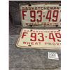 Image 2 : 1958 pair of Saskatchewan License Plates - farm