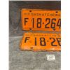 Image 2 : 1963 pair of Saskatchewan License Plates - farm