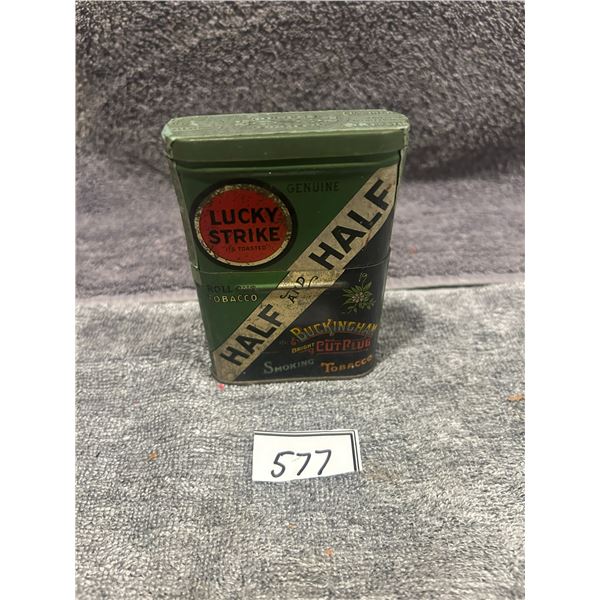Half and Half pocket tobacco tin - Lucky Strike & Buckingham Bright Cut Plug