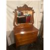 Oak Dresser with Beveled Mirror - 76"H x 45"W x 22"D
