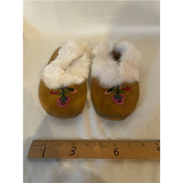Hand Crafted Beaded Moccasins - 10" heel to toe