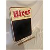 Hires Root Beer tin menu board sign - embossed, stamped 1963, 27"x19"