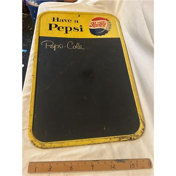 Pepsi tin menu board sign - 1960's, 30"x19"