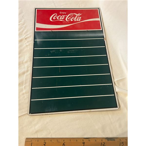 Coca-Cola menu board sign - masonite, 24"x16"