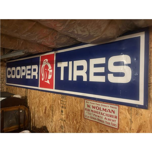 2pc Cooper Tire tin sign - 140"x28" (11'8"x2'4")