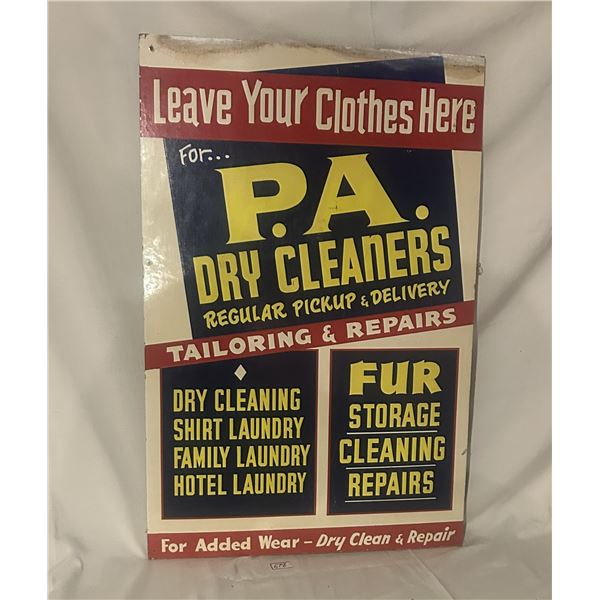 PA Dry Cleaners sign - on masonite, 36"x24"