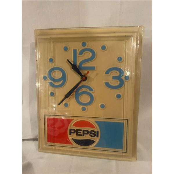 Pepsi Cola advertising clock - 17"x13", vintage, working , needs bulb