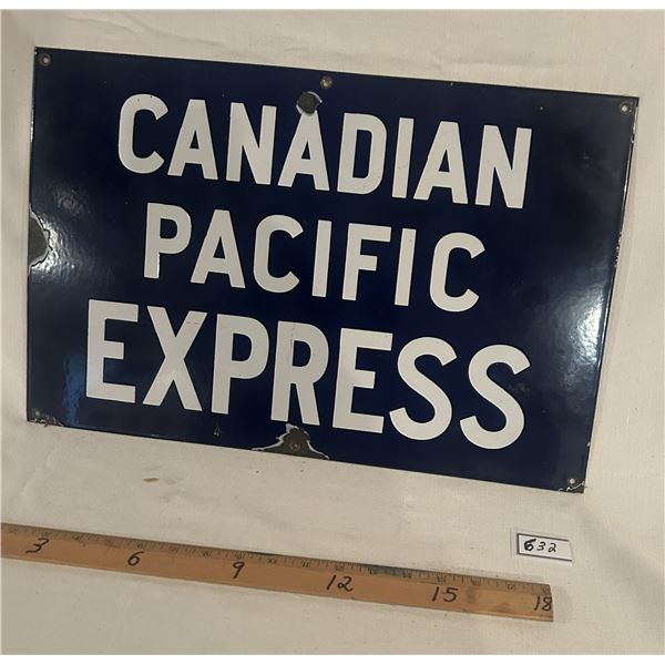 Canadian Pacific Express porcelain sign - original, 20"x13"