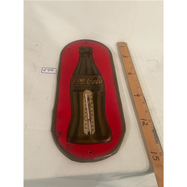 Coca-Cola thermometer - raised bottle, 16"x7", patent 1923