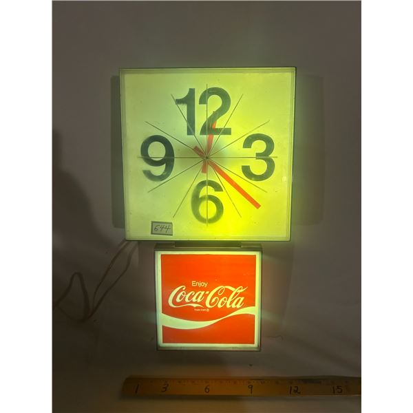 Coca-Cola diner clock - 20"x12", working