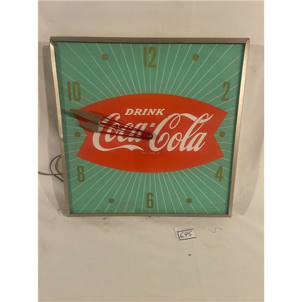 Coca-Cola vintage clock - fishtail logo, no front glass, working
