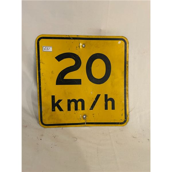 20km/h metal road sign - 18"x18"