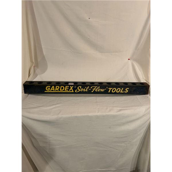 Garden Tool Holder - metal, 40"x3"x3", from old general store, Gardex