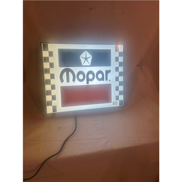 Mopar light-up sign - plastic frame, 20-1/2"x16-1/2", working