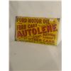 2-sided Ford Motor Oil and Peerless Gasolene porcelain sign - Mfg: Bruton, Palmer's Green, London, E