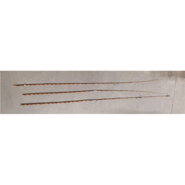 3 vintage bamboo fly fishing rods - APPROX. 9-10FT, come apart for easy shipping