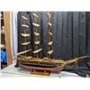 Image 11 : Large hand crafted wooden model ship with brass accents - 49"L, 46"H, 15"W