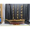 Image 1 : Large hand crafted wooden model ship with brass accents - 49"L, 46"H, 15"W