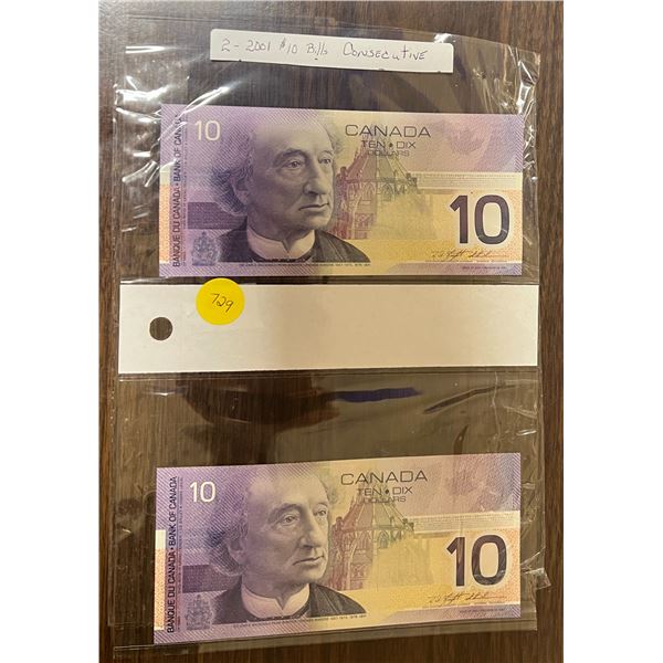 (2) 2001 Ten Dollars (Bank of Canada)