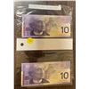Image 1 : (2) 2001 Ten Dollars (Bank of Canada)