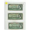 Image 1 : (3) 1954 One Dollar (Bank of Canada) (Replacemenent Notes)